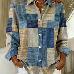 Vintage Patchwork Button Front Blouse