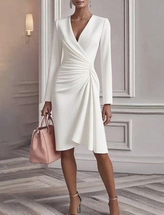Ava | Draped V-Neck Midi Dress