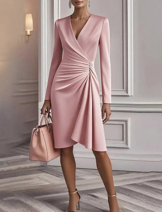 Ava | Draped V-Neck Midi Dress