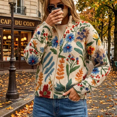 Botanical Garden Floral Zip Cardigan