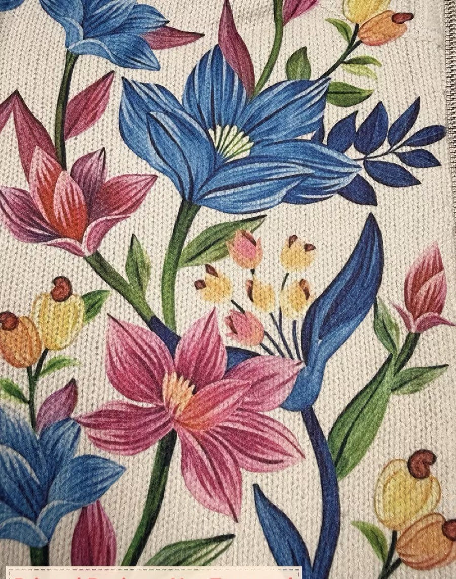 Botanical Garden Floral Zip Cardigan