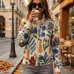 Botanical Garden Floral Zip Cardigan