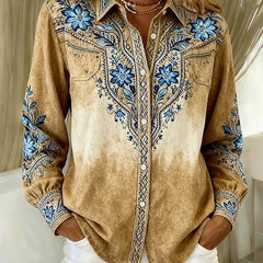 Vintage Western Floral Button Blouse