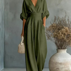 V-Neck High-Waist Jumpsuit