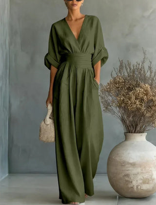 V-Neck High-Waist Jumpsuit