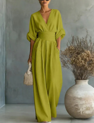 V-Neck High-Waist Jumpsuit