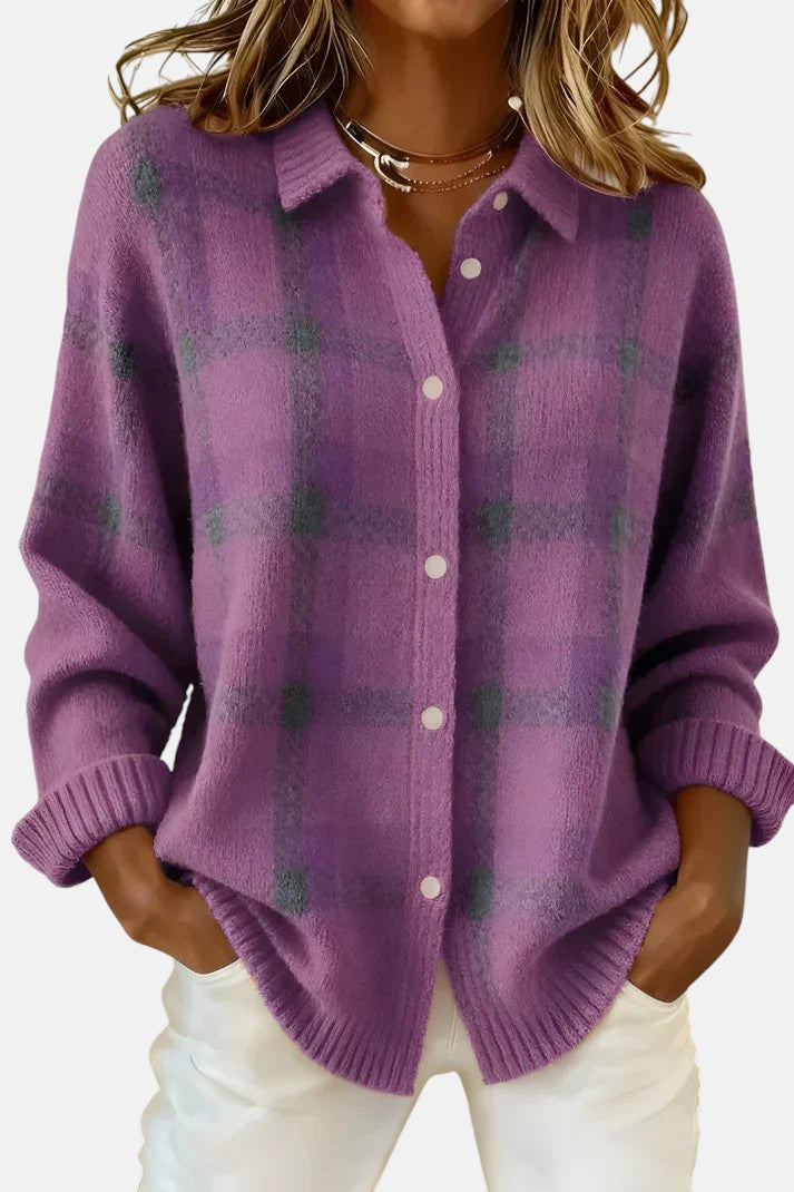 Elegant Plaid Cardigan