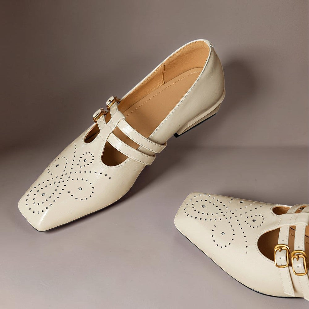 Brogued Dual-Strap Mary Jane Pump