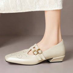 Brogued Dual-Strap Mary Jane Pump