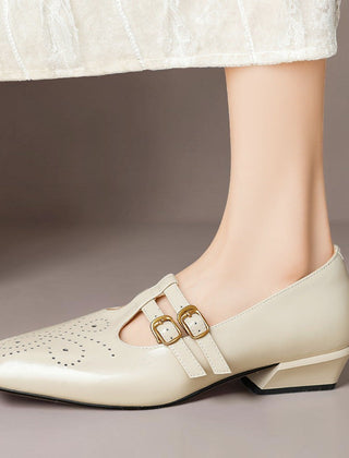 Brogued Dual-Strap Mary Jane Pump