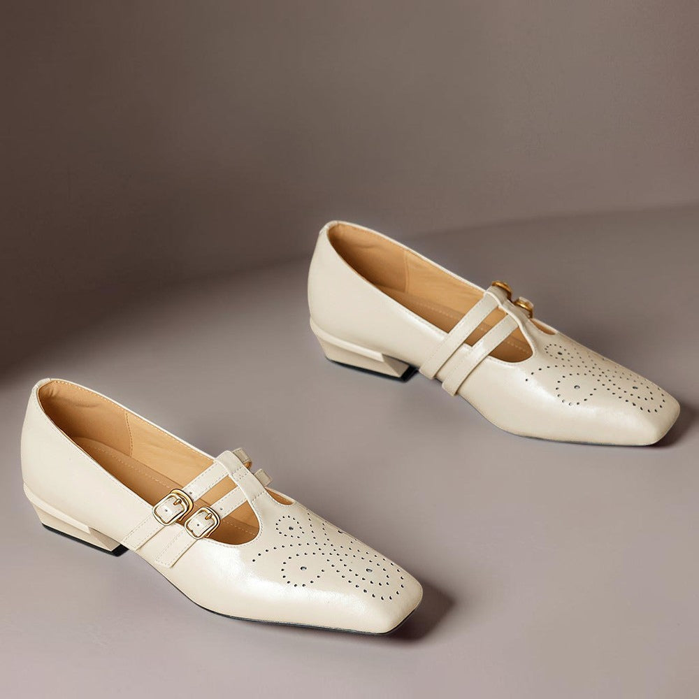 Brogued Dual-Strap Mary Jane Pump