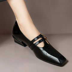 Brogued Dual-Strap Mary Jane Pump