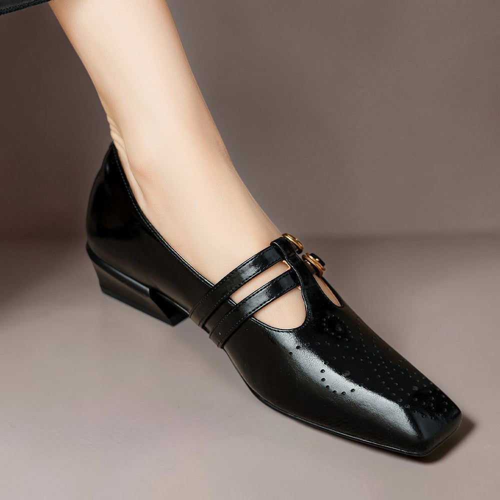 Brogued Dual-Strap Mary Jane Pump