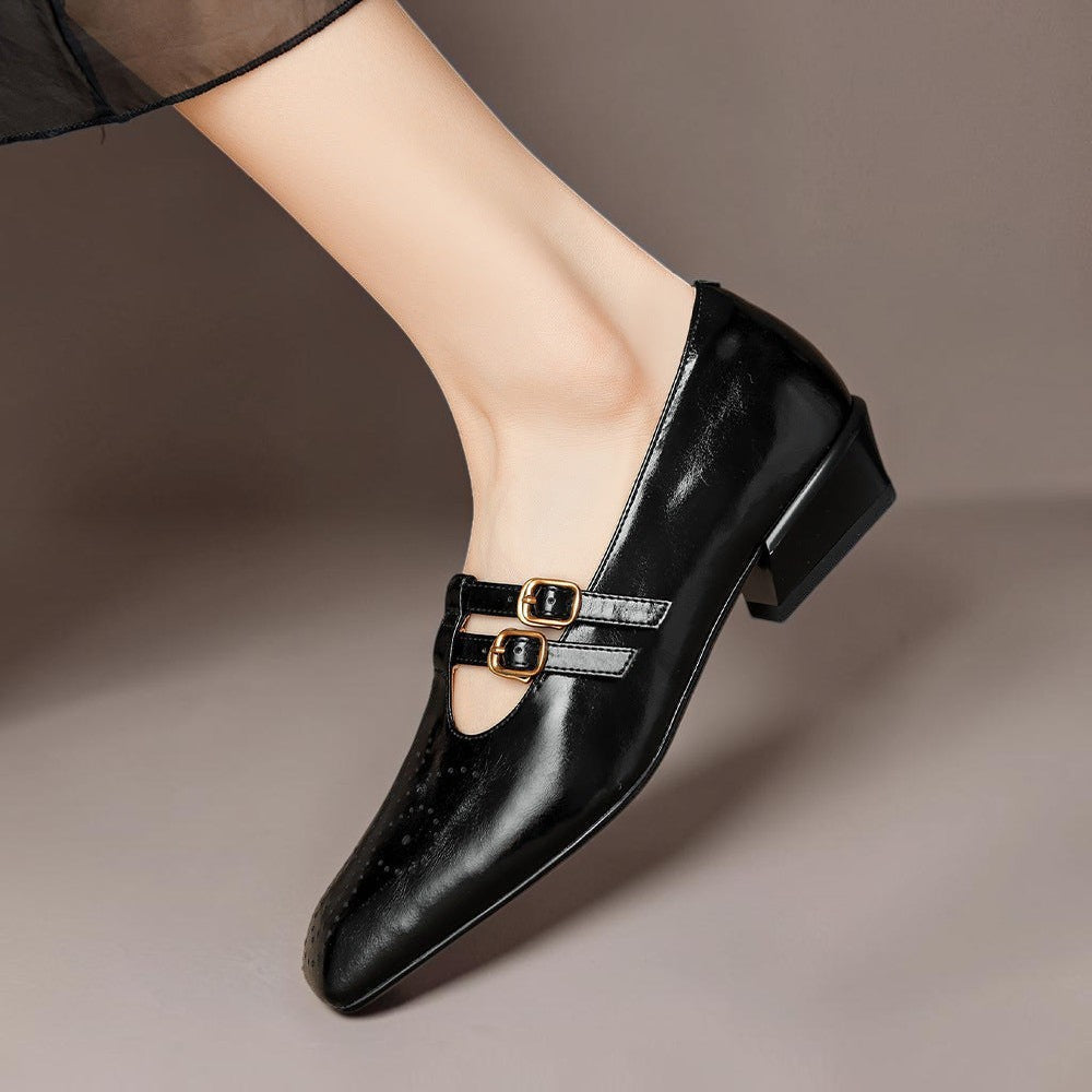 Brogued Dual-Strap Mary Jane Pump