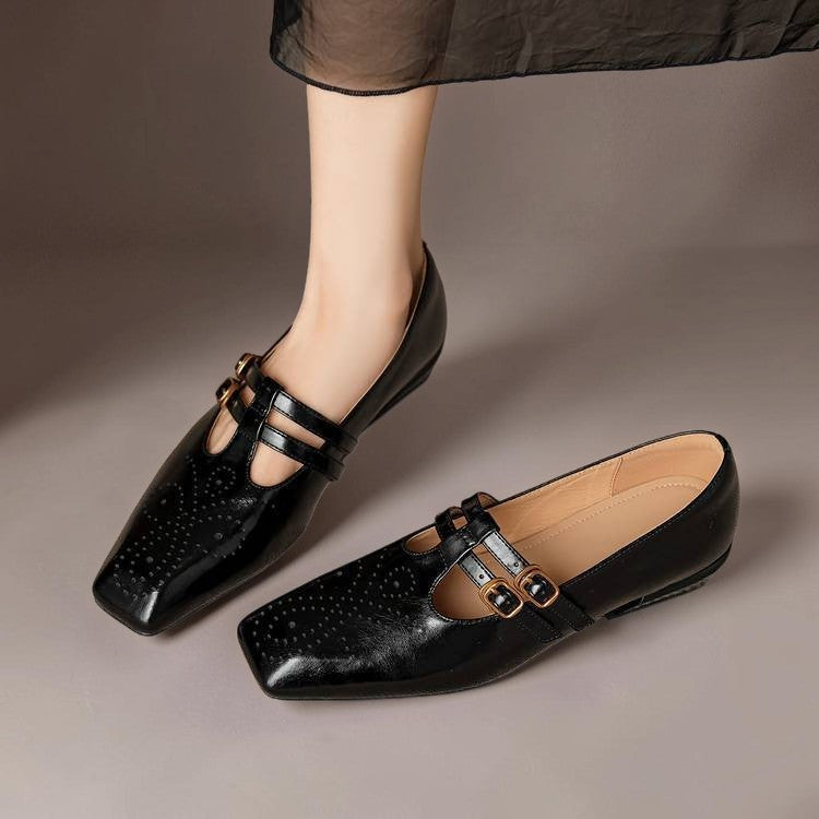 Brogued Dual-Strap Mary Jane Pump