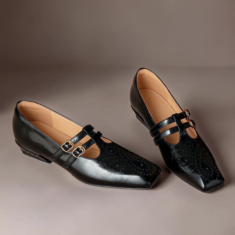 Brogued Dual-Strap Mary Jane Pump