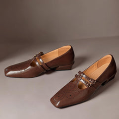 Brogued Dual-Strap Mary Jane Pump