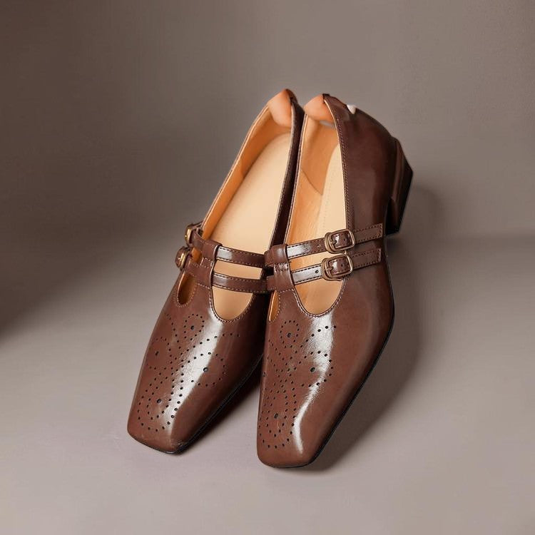 Brogued Dual-Strap Mary Jane Pump
