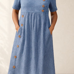 Striped Midi Dress – Effortless Comfort, Everyday Confidence