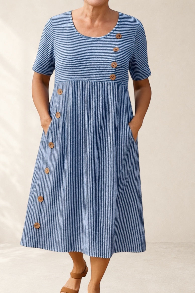 Striped Midi Dress – Effortless Comfort, Everyday Confidence