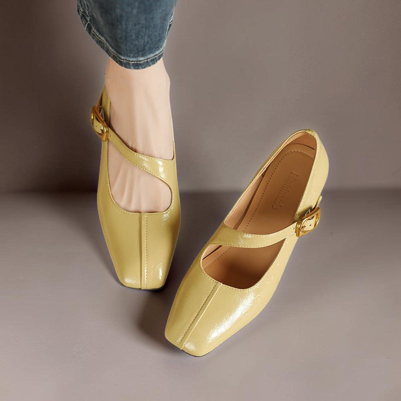 Genuine Leather Mary Jane Heels