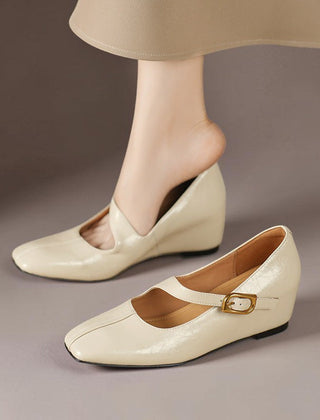 Genuine Leather Mary Jane Heels