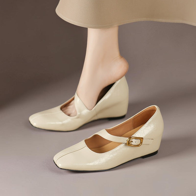 Genuine Leather Mary Jane Heels