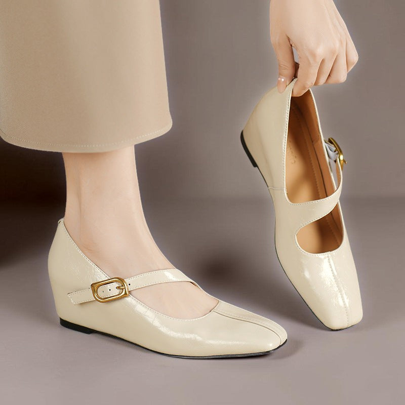 Genuine Leather Mary Jane Heels