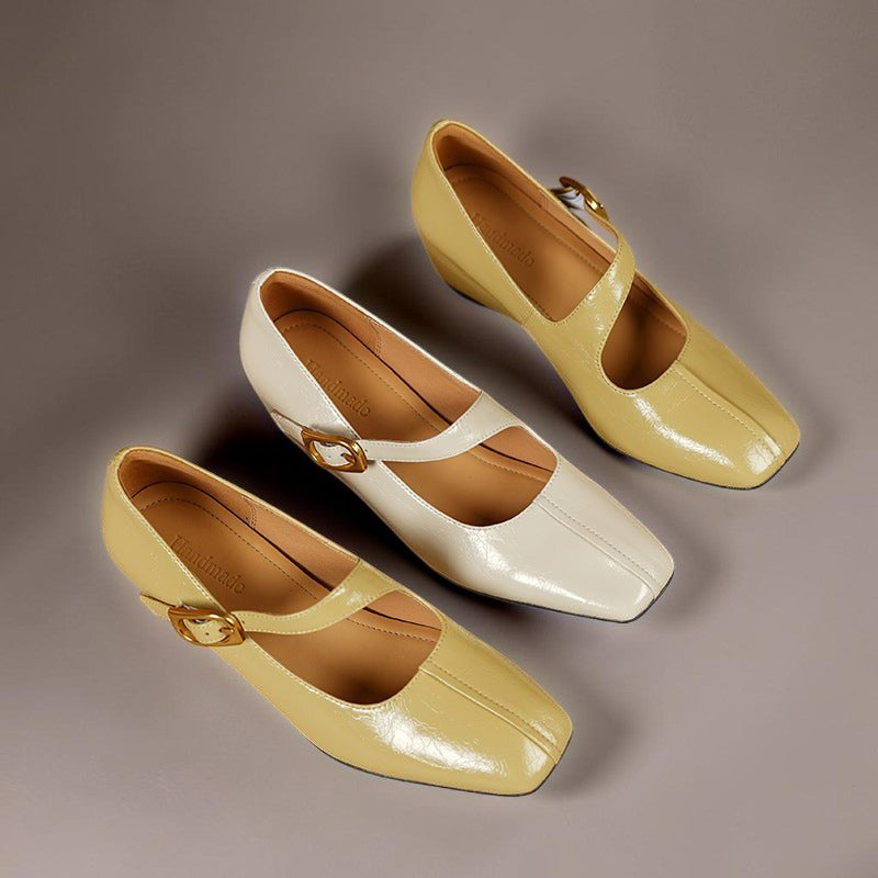 Genuine Leather Mary Jane Heels