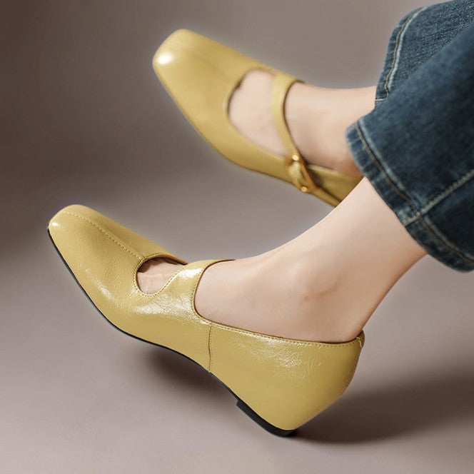 Genuine Leather Mary Jane Heels