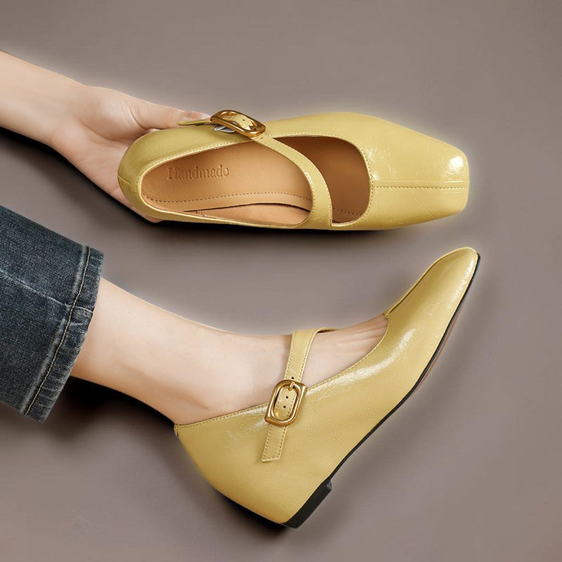 Genuine Leather Mary Jane Heels