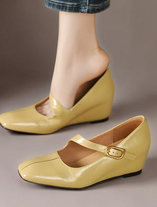 Genuine Leather Mary Jane Heels