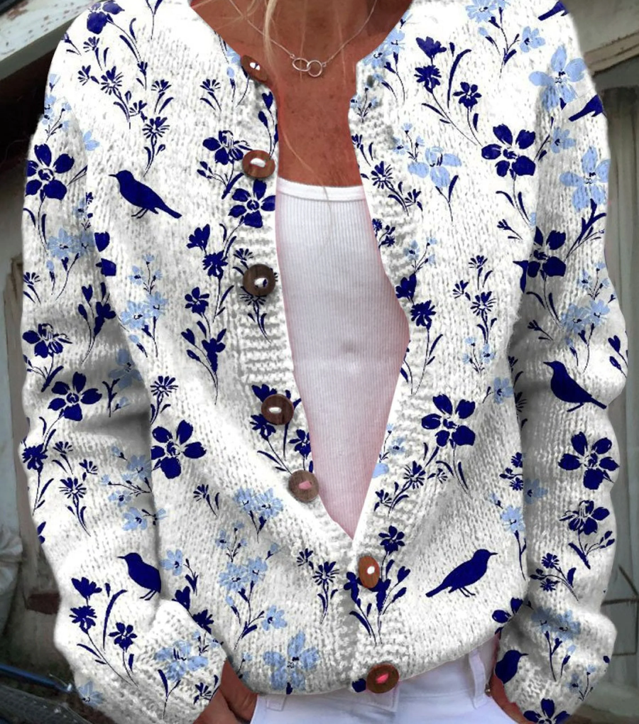 Bird Print Cardigan
