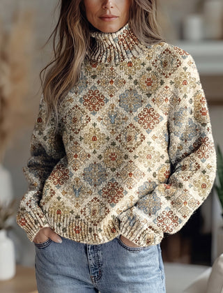 Tiled Damask Turtleneck