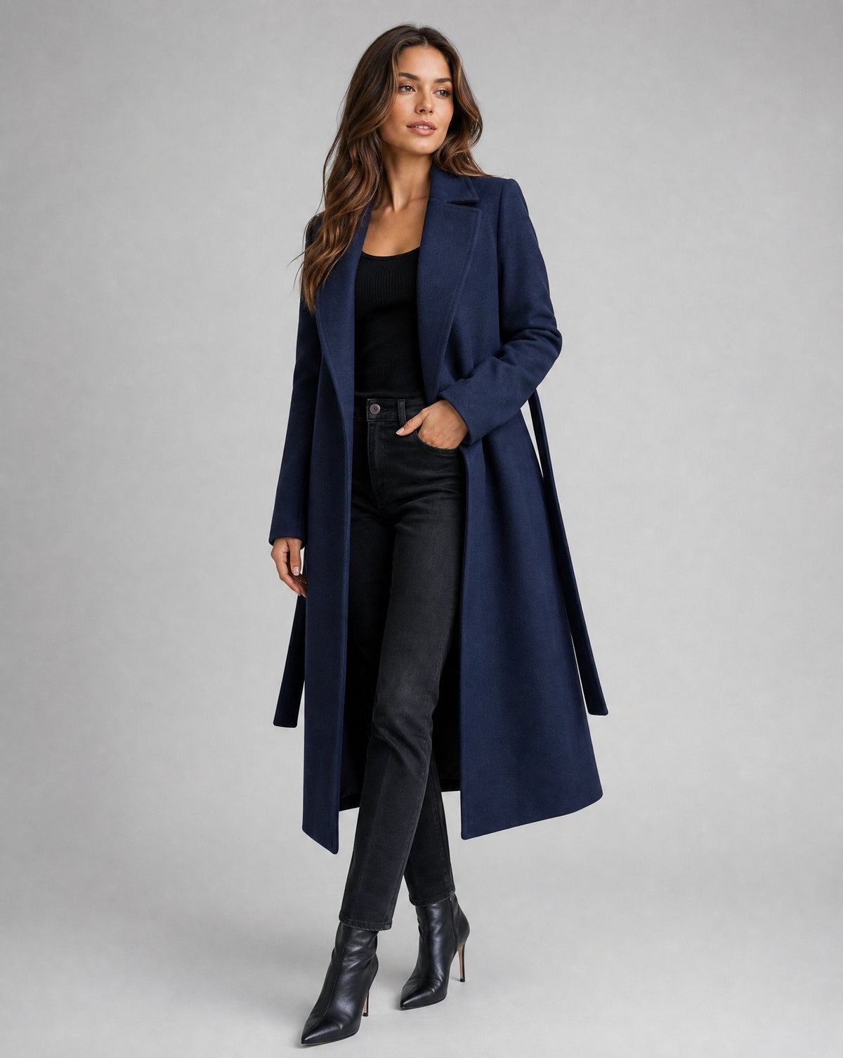 Belted Long Lapel Coat
