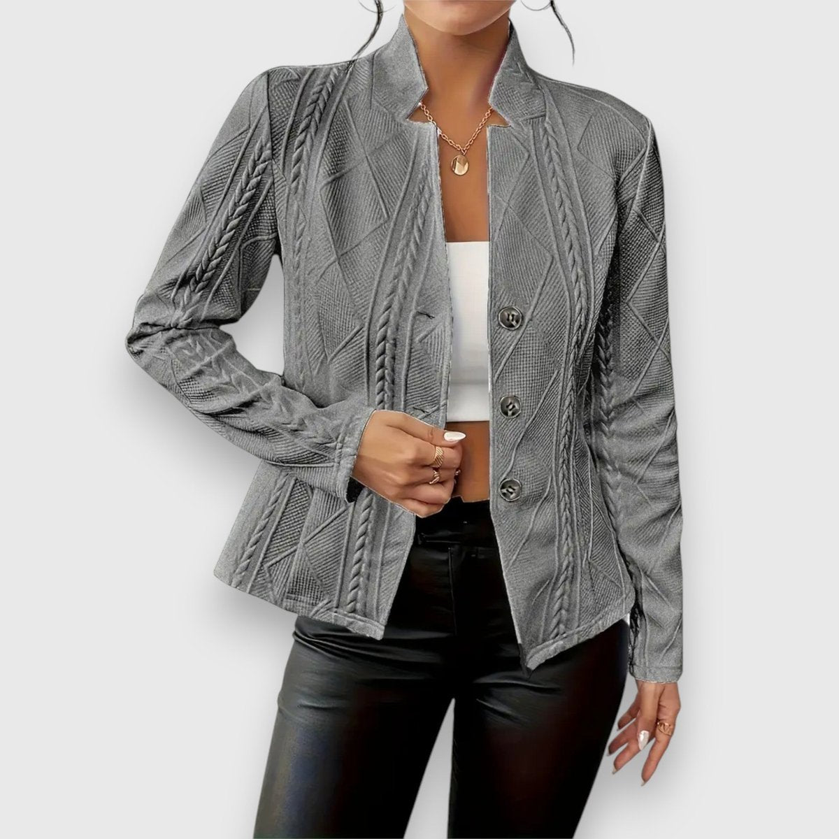 Textured Button-Front Cardigan