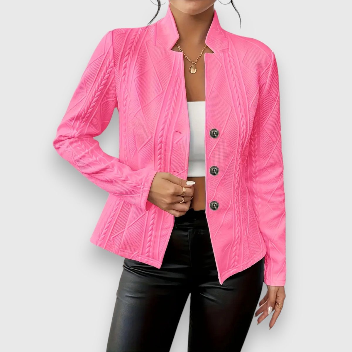Textured Button-Front Cardigan