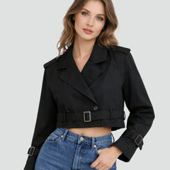 Cropped Belted Trench Coat