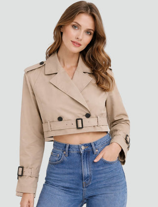 Cropped Belted Trench Coat