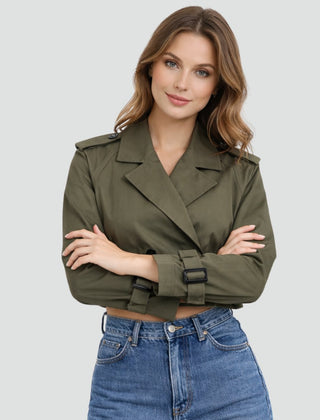 Cropped Belted Trench Coat