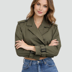 Cropped Belted Trench Coat
