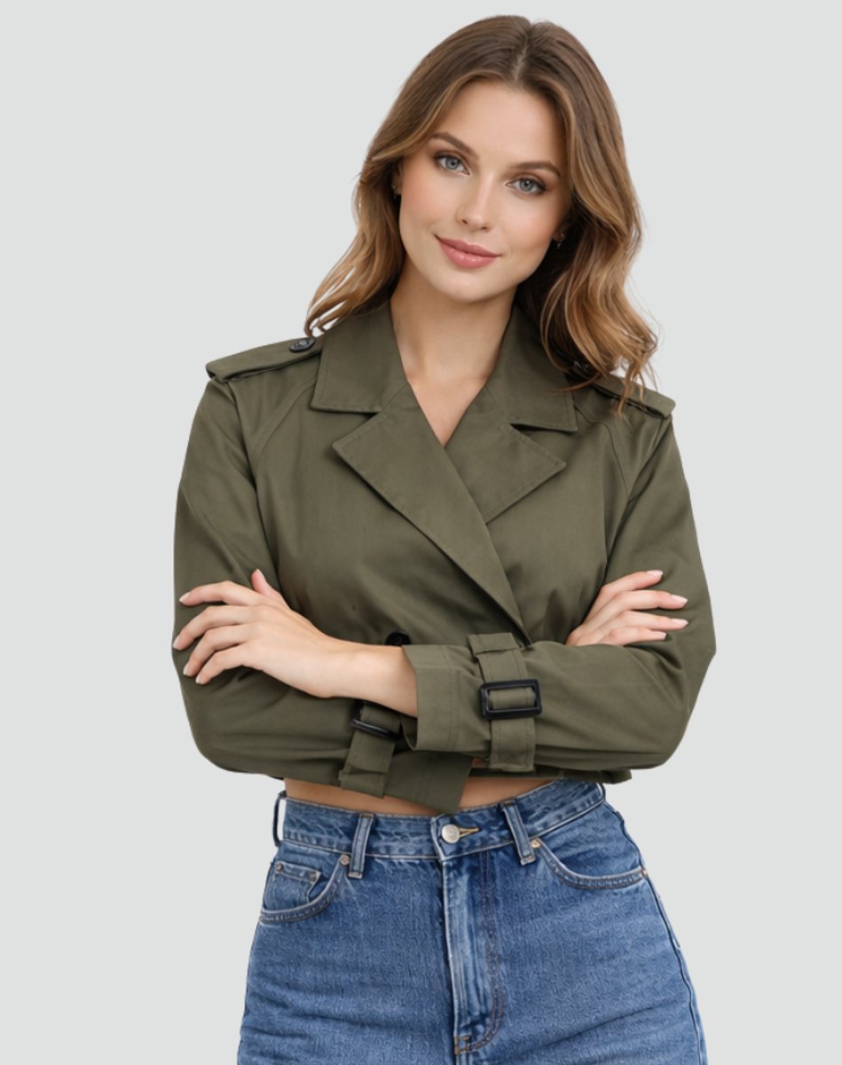 Cropped Belted Trench Coat