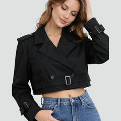 Cropped Belted Trench Coat