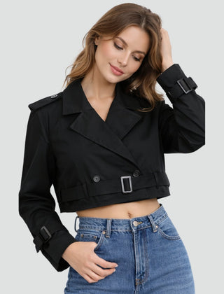 Cropped Belted Trench Coat