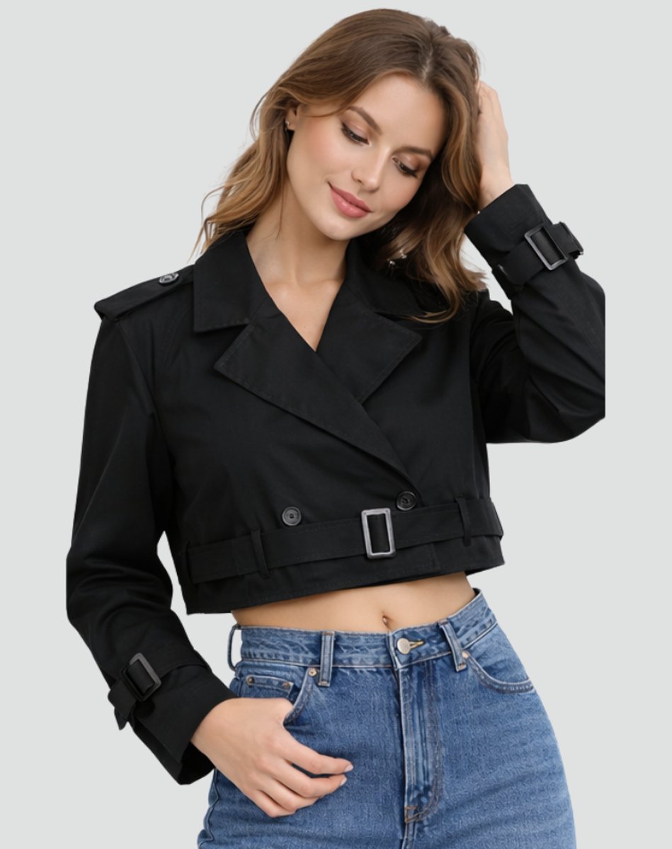 Cropped Belted Trench Coat