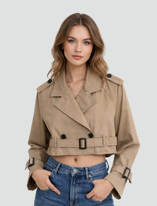 Cropped Belted Trench Coat
