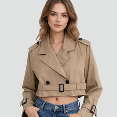 Cropped Belted Trench Coat