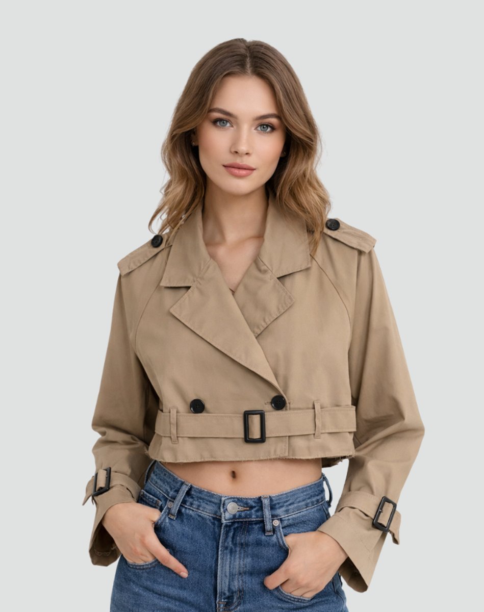Cropped Belted Trench Coat