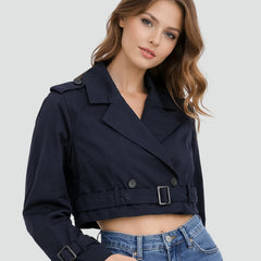 Cropped Belted Trench Coat