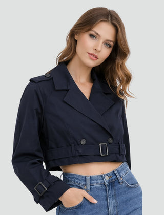 Cropped Belted Trench Coat